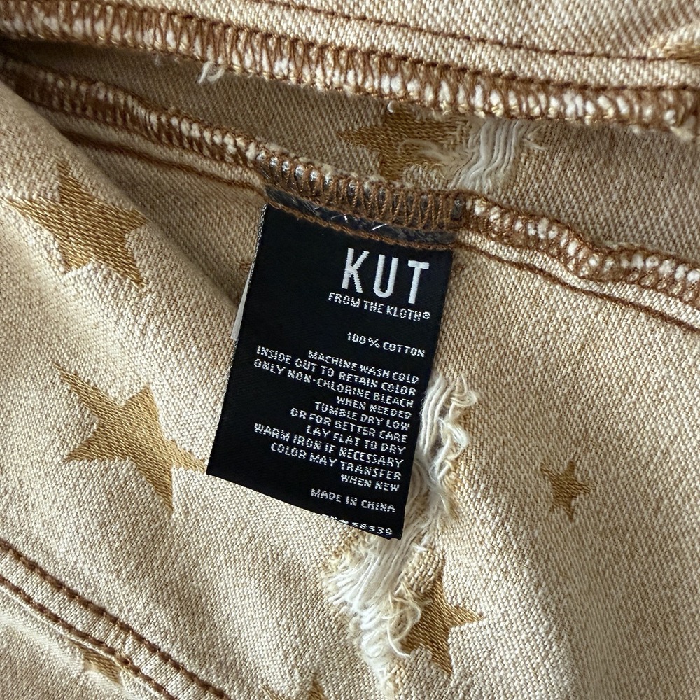 Kut from the Kloth Star Embroidered Denim Jacket Womens Small Brown 90s Y2K - Picture 5 of 8